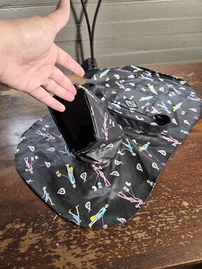 Nicole Miller Black Dog Rain Cape with Colorful Fashion Print